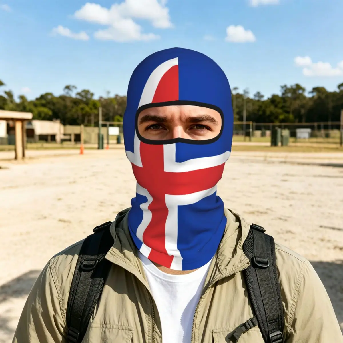 Flag Of Iceland Outdoor Cool Sunscreen Motorcycle Face Mask Moto Biker Wind Cap Mask Stopper Windproof Bicycle Cycling Headgear