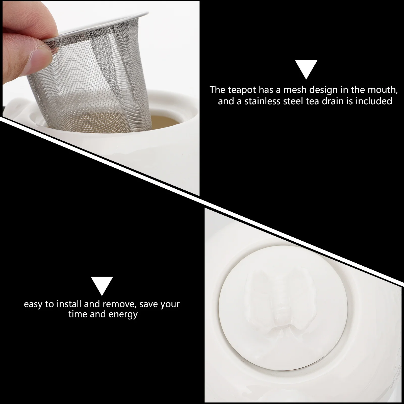 

1Set Creative Ceramic Teapot Set White Elegant Table Decoration Longterm Use Easy Clean Ceramic Teapot Tea Pot