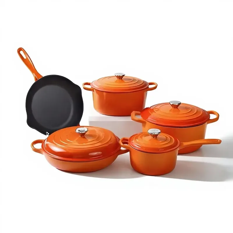 Cast Iron Non-Stick 5-Piece Pot Set Lid Modern Simplicity Design Minimalist Kitchen Wares Stew Seafood Frying Pan Baking Pan