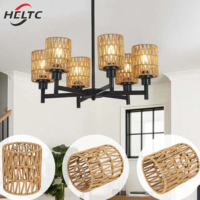 1pcs Bohemian Style Handwoven Home Decor Ceiling Lamp Woven Lampshade Rattan Lampshade Pendant Lamp 12*15cm Pendant Lamp Shade