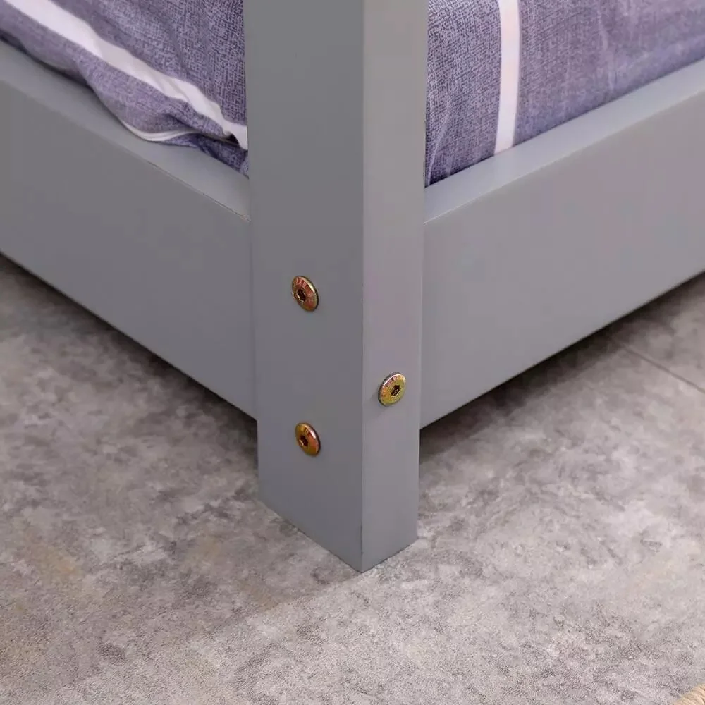 Modern 3ft Single Solid Wooden Grey Frame Kids Home Bed In Child Treehouse Toddler Bed Design Style