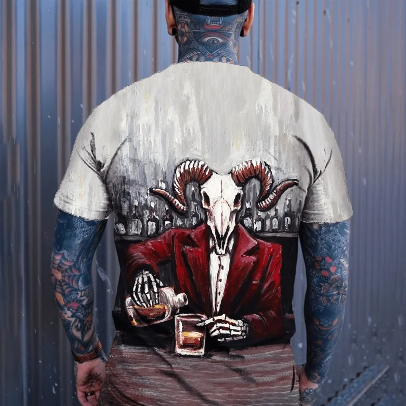 Angel Devil Skull Graphic T-Shirt For Men Moon God Tree 3D Printed T Shirts Summer Breathable O-Neck Tops Short Sleeve Tees