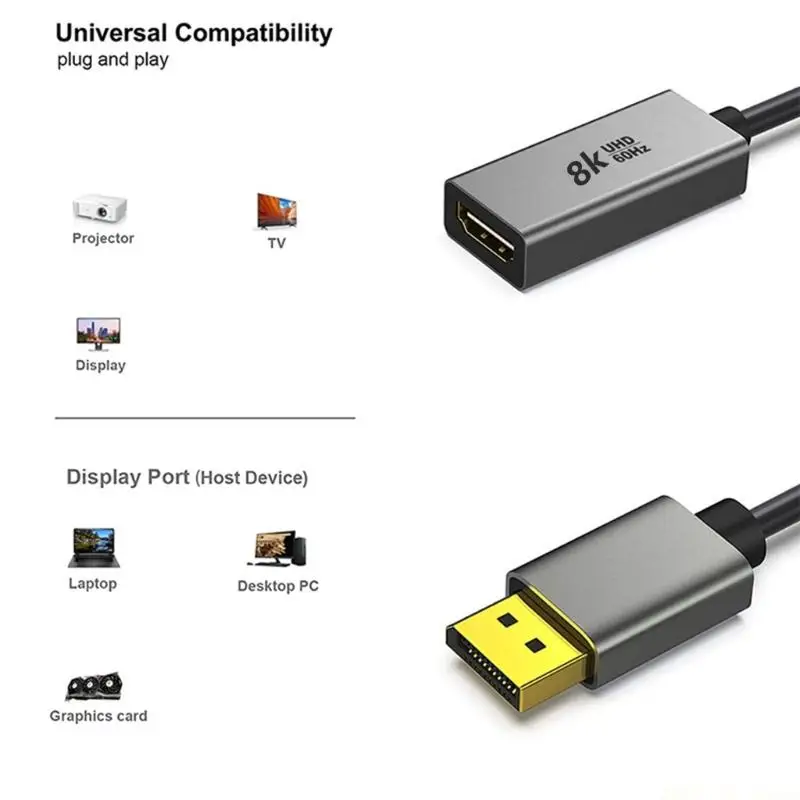 

Адаптер M5TD Active DP1.4 на HDMI2.1 8K при 60 Гц 4K при 120 Гц Видеоконвертеры для ноутбуков, настольных домашних кинотеатров