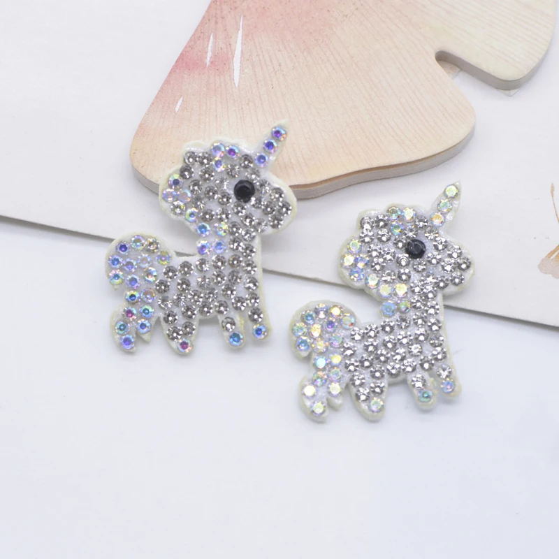 12Pcs 27*30mm Bling Kawaii Unicorn Rhinestone Patches for DIY Clothes Hat Decor Headwear Hairband Supplies Accessories Applique view 6
