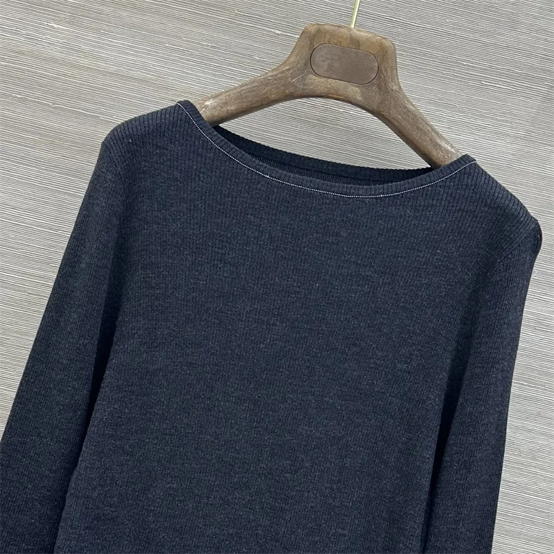 Immagine 4: Maglione da donna Nuovo top elasticizzato in maglia slim fit a maniche lunghe per l'autunno 2026, pullover in lana con scollo rotondo, maglione da donna