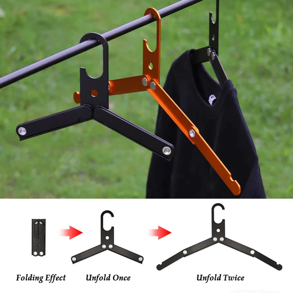 Outdoor Reise Camping Aluminium Legierung Klapp Mantel Kleiderbügel Mantel Trocknen Rack platzsparende Metall Kleiderbügel Kleiderschrank Organizer – Detail 3