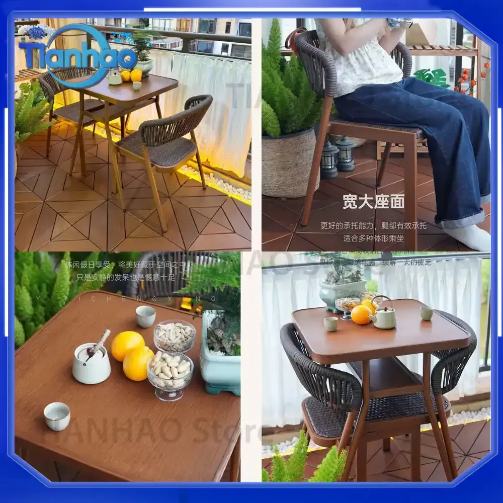 Outdoor Wicker Patio Coffee Table Set with Backrest Chairs and Tea Table for Outdoor Living Space Balcony Garden