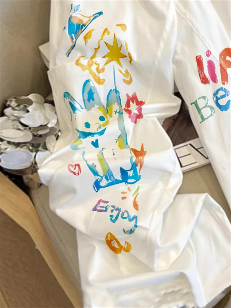 American Cool fiti imprimer pantalon de travail décontracté pantalon ample jambe droite pour hommes et femmes été Vintage haute rue