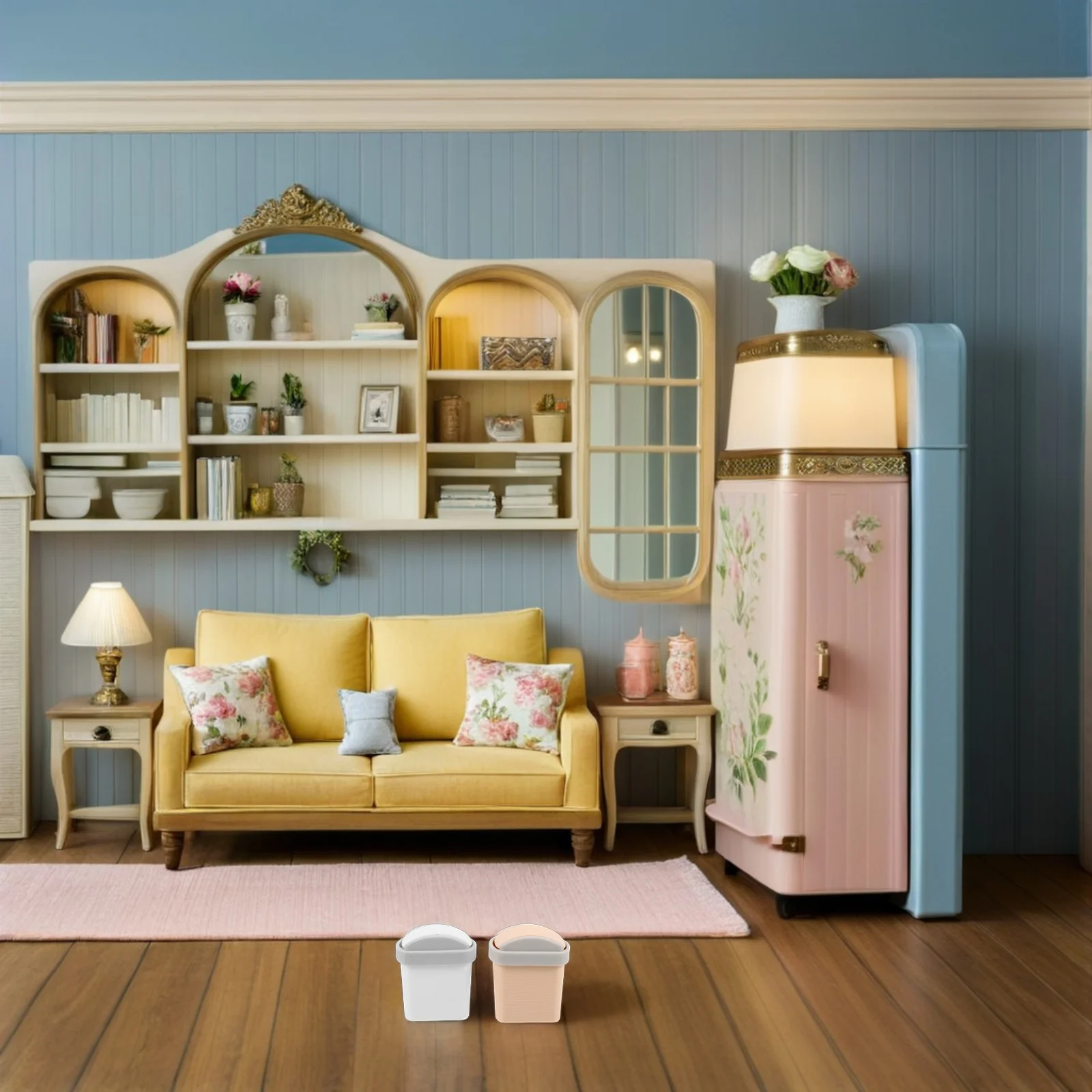 Mini poubelle de bureau 1:12, 2 pièces, décoration de meubles de maison de poupée, Mini poubelle mignonne, Construction robuste, facile à transporter
