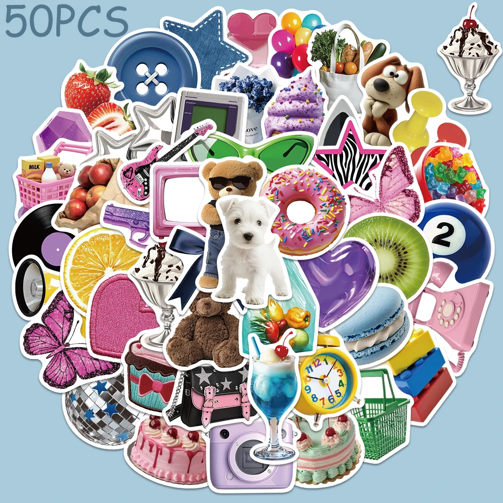 

50pcs Retro Y2K Stickers Decals For Phone Laptop Suitcase Skateboard Helmet DIY Graffiti Aesthetic Stickers Girls Creative Gifts