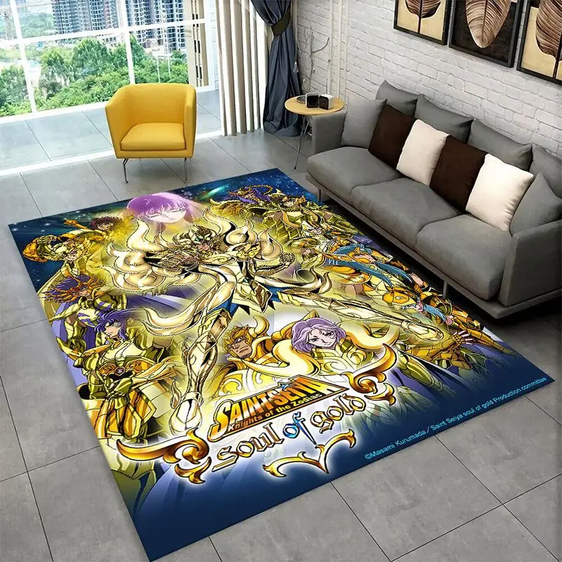 Retro Saint Seiya Anime Cartoon Carpet Rug for Playroom Bedroom Living Room Sofa Home Decor,kid Area Rug Non-slip Floor Mat