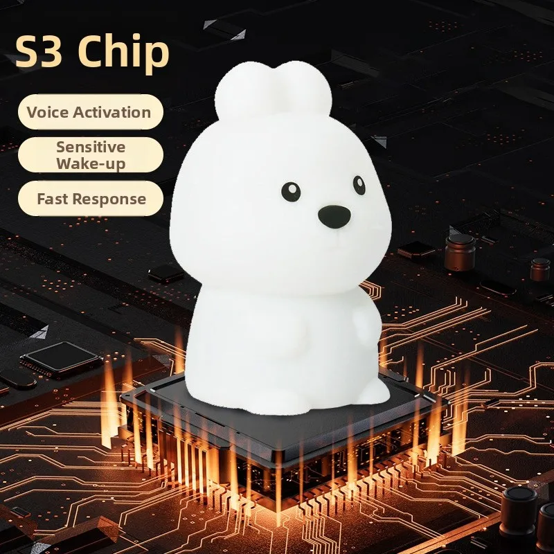 1 Pcs Intelligent Conversation Hamster RGB LED Night Light USB Rechargeable Cartoon Animal Touch Lamp For-Kids Bedroom Parts