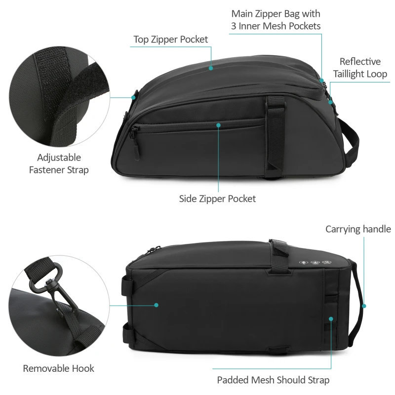 Reflective Mountain Bicycle Seat Bag Waterproof Bike Rear Rack Bag Bike Carrier Cycling Rear Rack Should Bag Cycling Accessories