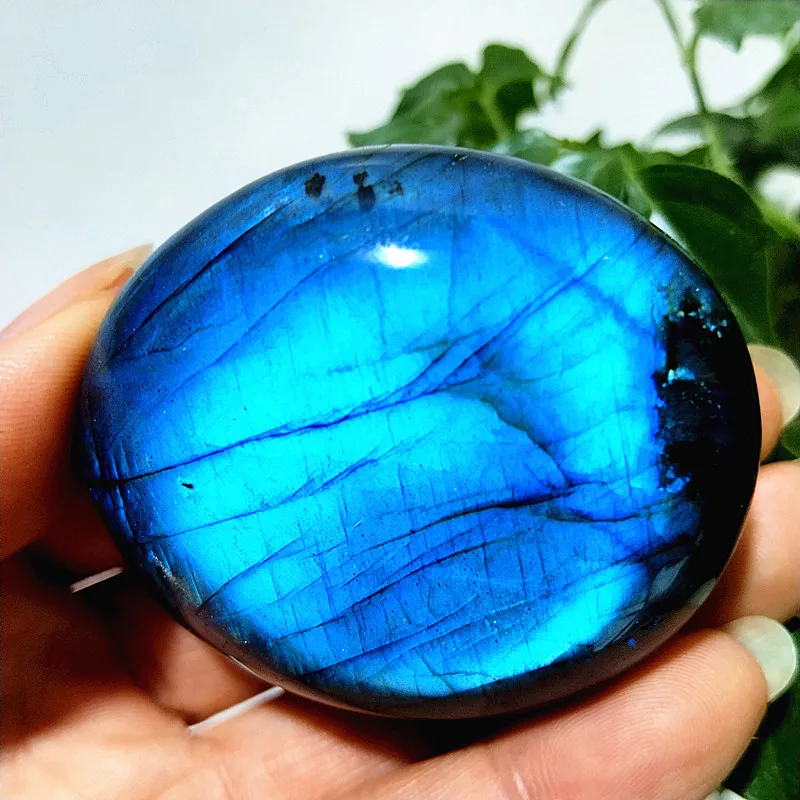 Natural Labradorite Blue Crystal Palm Stone Meditation Witchcraft Healing Spiritual Reiki Energy Eeng Shui Crystal Room Decor