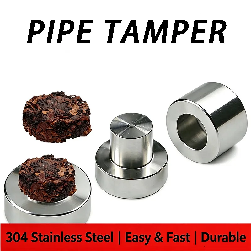 Pipe Tamper 304 SS Pipe Tamper 18-22mm Universal Tobacco Compressor CNC Form Rustproof Portable Smoking Pipe Fill Tool