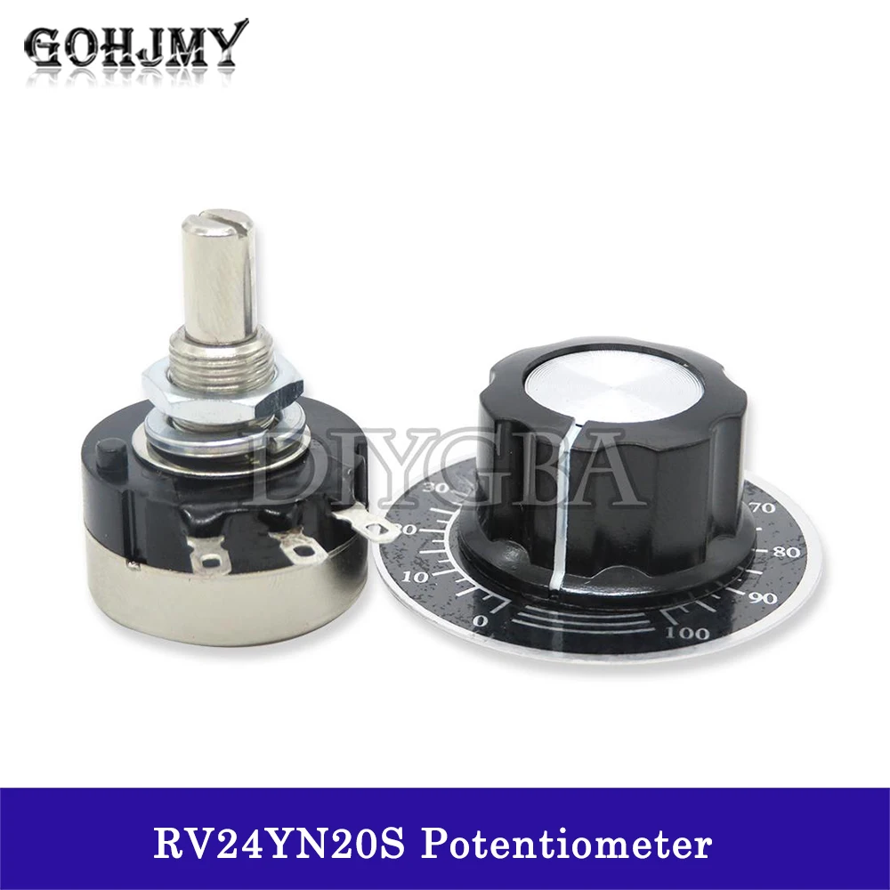 1 set(3PCS) RV24YN20S with knob / scale 5K 10K 100K 500K 200K 100 ohm Potentiometer RV24YN