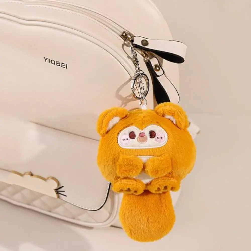 PP Cotton Plush Cat Keychain Korean Style Monkey Squeak Cat Plush Keyring Cartoon Lamb Plush Panda Doll Pendant Boyfriend