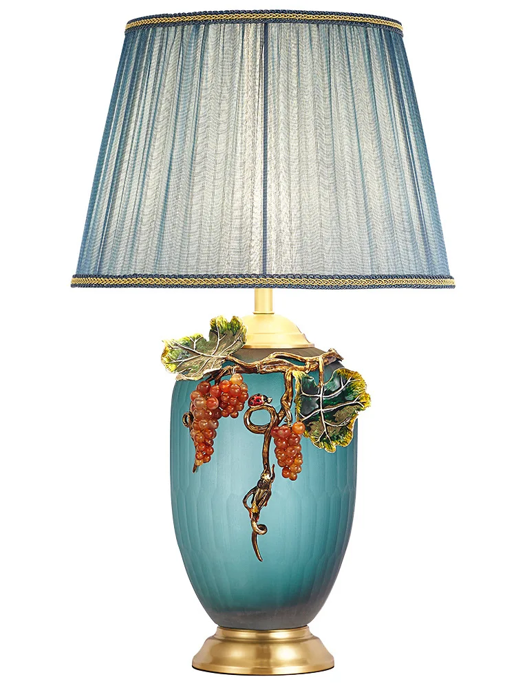 American all-copper enamel color desk lamp creative romantic bedroom bedside lamp