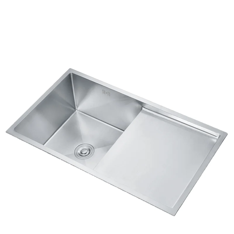 Single bowl kitchen sink nano black 304 stainless steel counter single hole drainage plate rectangular base design