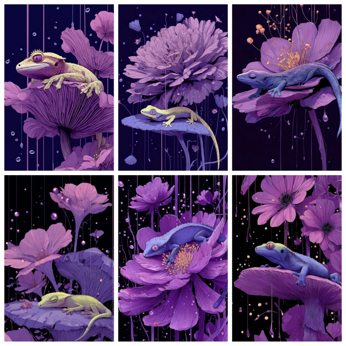 

500/1000 PCS Jigsaw Puzzle Animal Landscape Gecko on Purple Lotus Educational Toy for Kids Children 's Games Christmas Gift