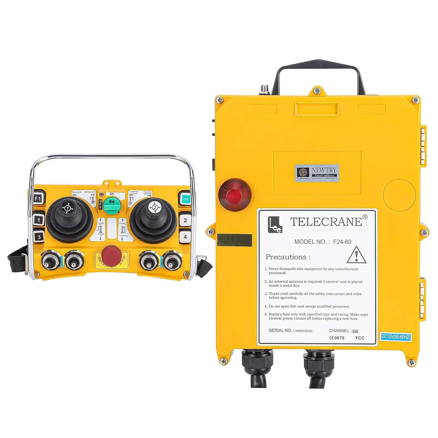 Wireless Crane Remote Controller 12V Industrial Hoist Crane Controller with Dual joysticks for Lifting Crane Applications