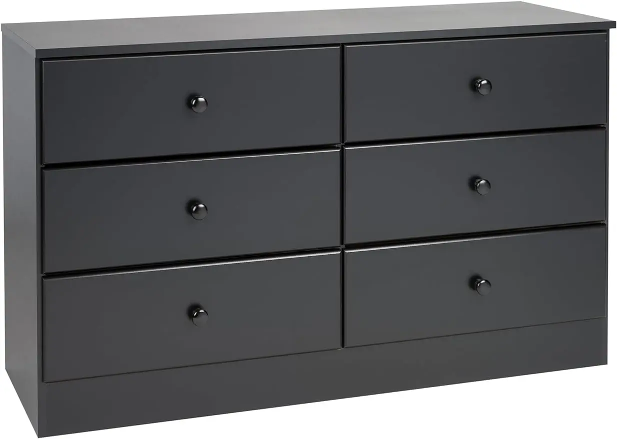 

Astrid 6 Drawer Double Dresser For Bedroom, 16" D x 47.25" W x 28.25" H, Black/White/Espresso,Small Dresser