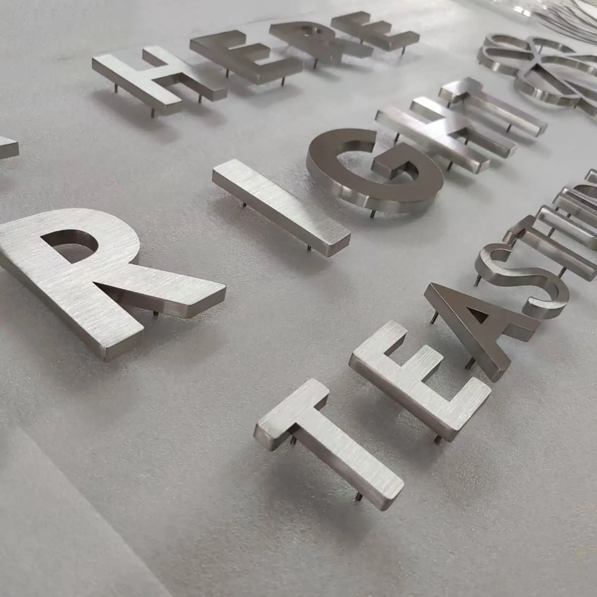 3D Metal Factory Custom Brushed Face Number Letter Sign Wall Mount Stainless Steel House Number