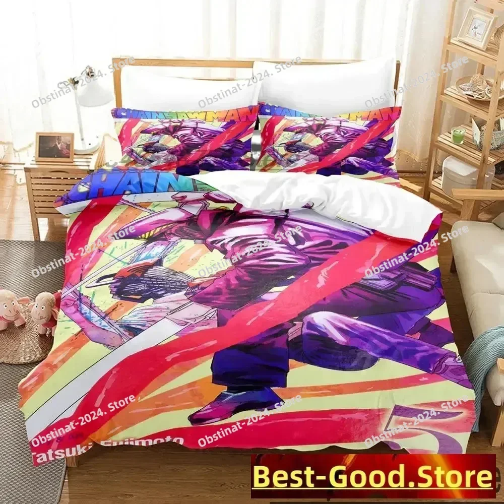 

Anime Chainsaw Man Bedding Set Printed Bed Set With Pillowcase Duvet Cover Soft Single Double Queen Super King Size boys Adult