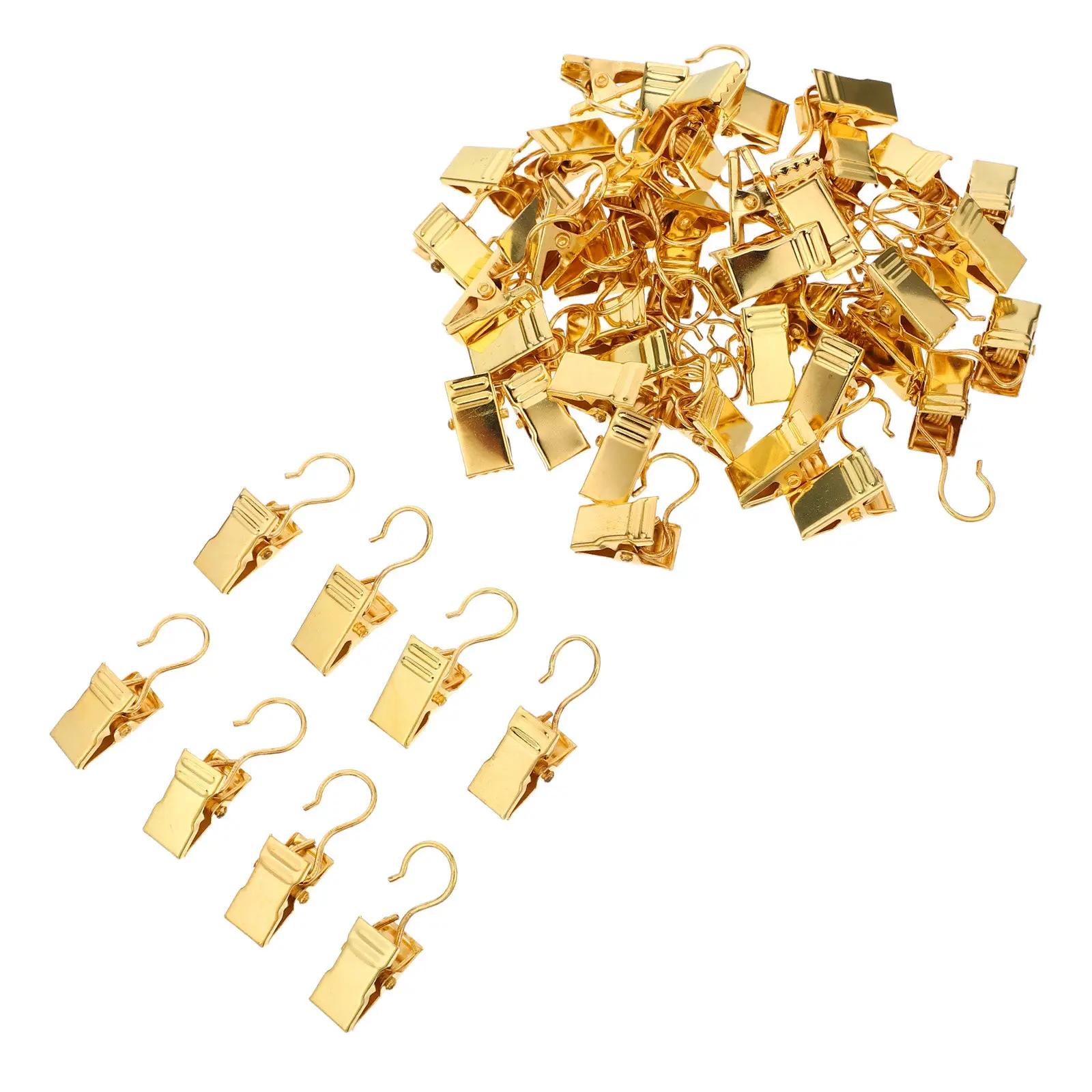 50Pcs Metal Curtain Hanger Clips with Hooks for Drapes Curtains Shower Bath Kitchen Humid Areas Easy Install Modern Minimalist