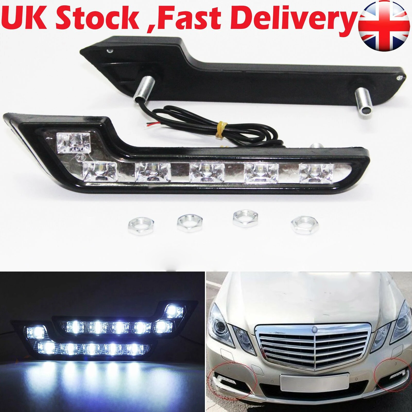 2pcs Daytime Running Light DRL Car Day Driving Fog Lamp Bright White L-shaped Daytime Running Lamp headlight car Accessories