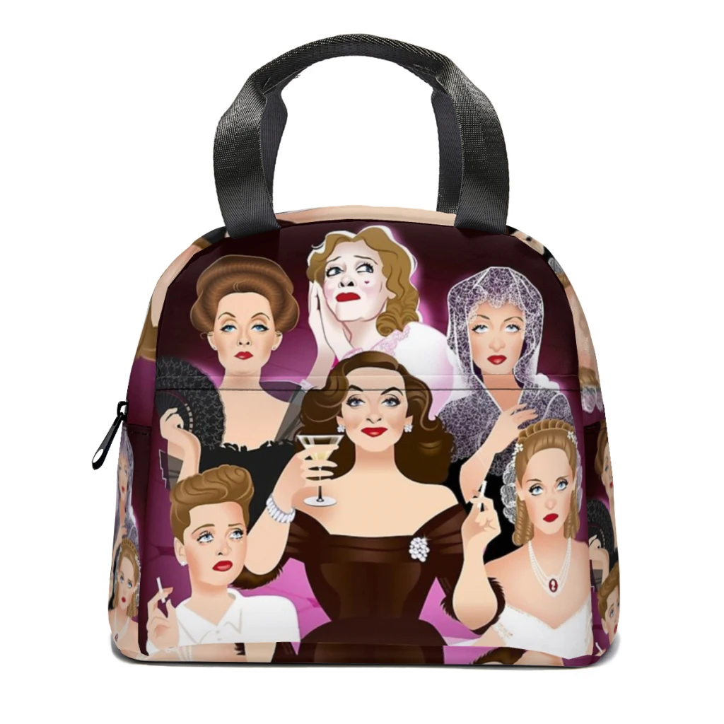 

Bette Davis Insulated Thermal Cooler Bag Lunch bag Foods Drink Storage Leakproof Picnic Camping Bags Outdoor Cooler Box beach