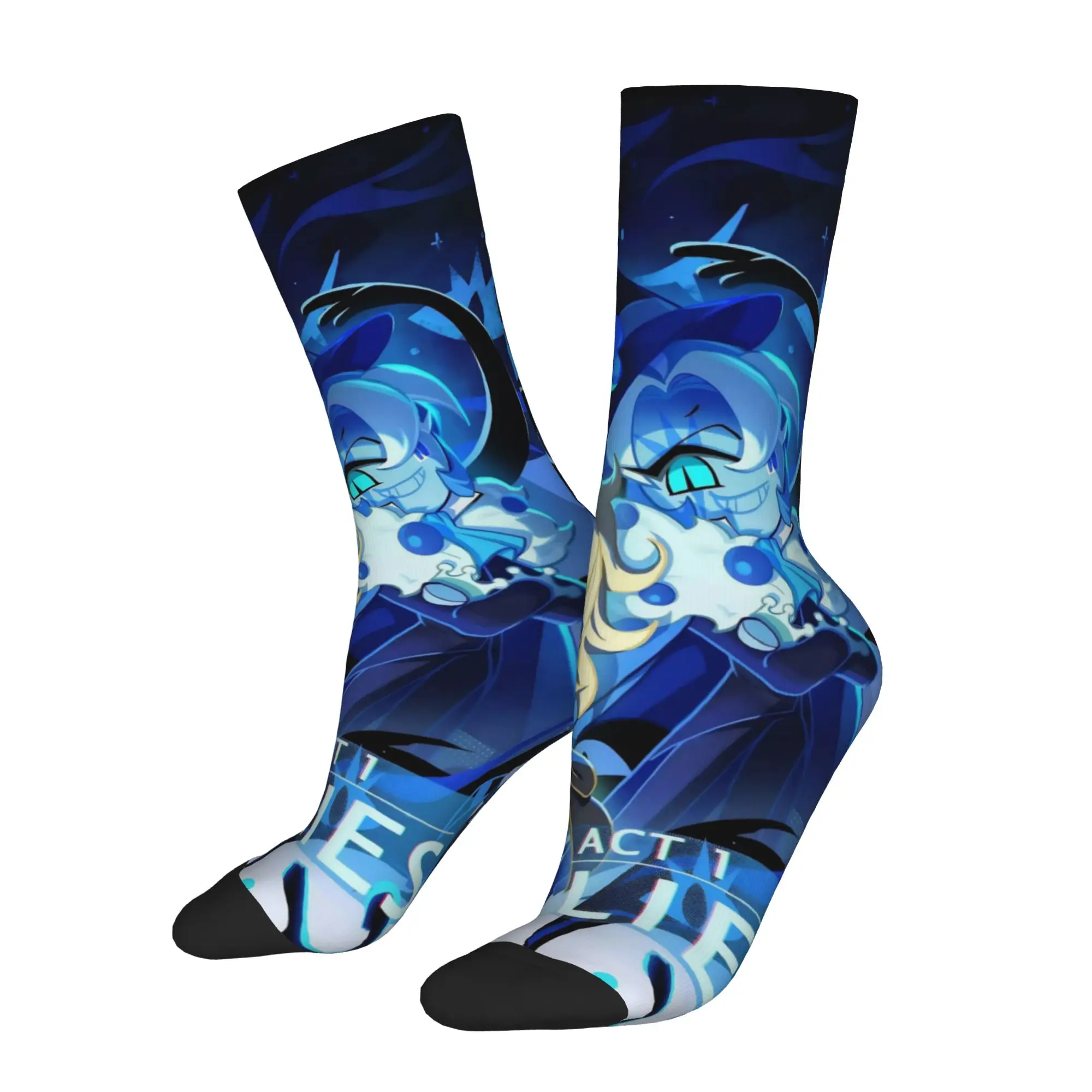 Colorful Shadow Milk Cookie Run Kingdom Pure Vanilla Football Socks Cartoon Game Middle Tube Socks for Unisex Sweat Absorbing