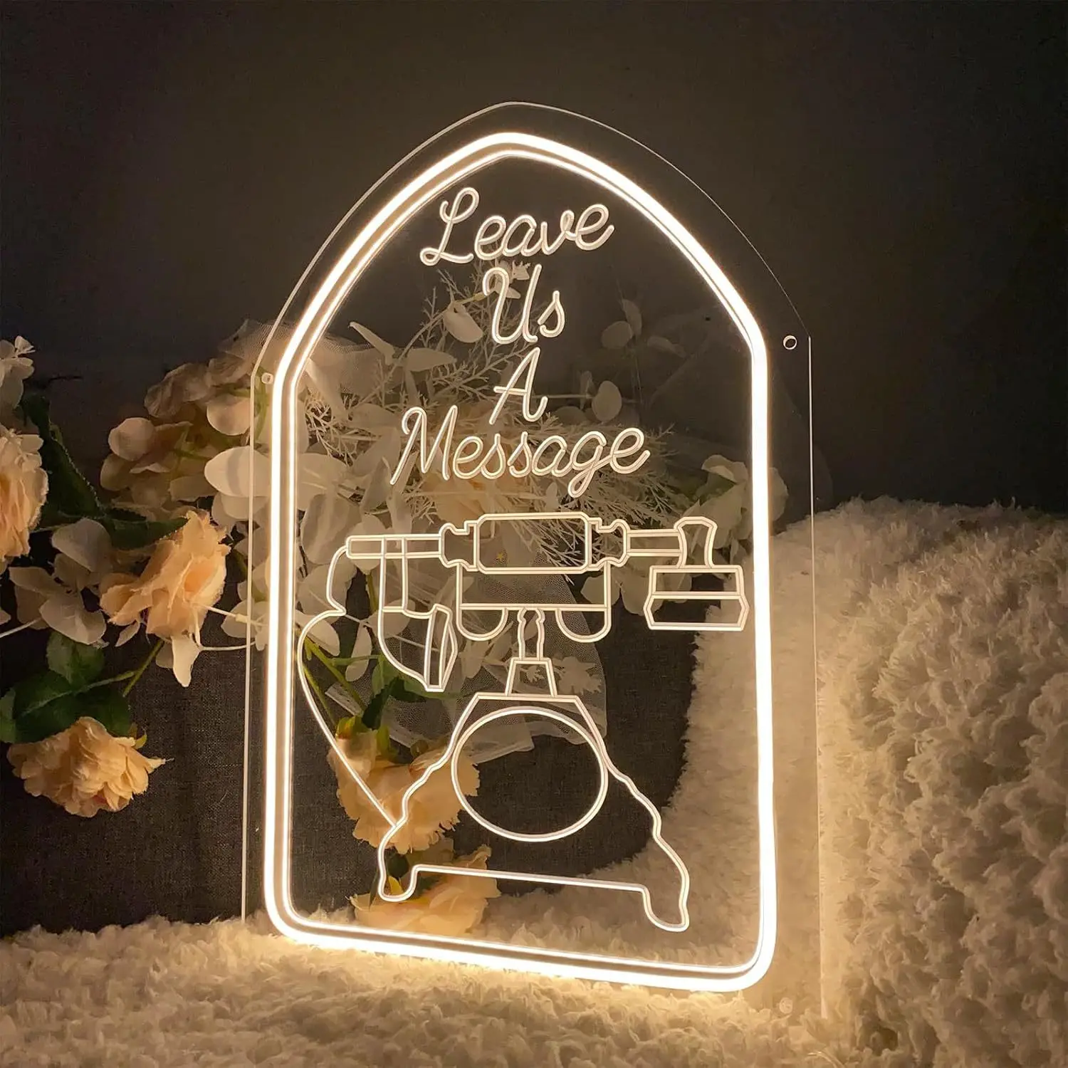 Leave Us a Message LED Neon Light USB Powered, With Dimmer, Adjustable Brightness, Perfect for Home Decor, Modern Lighting