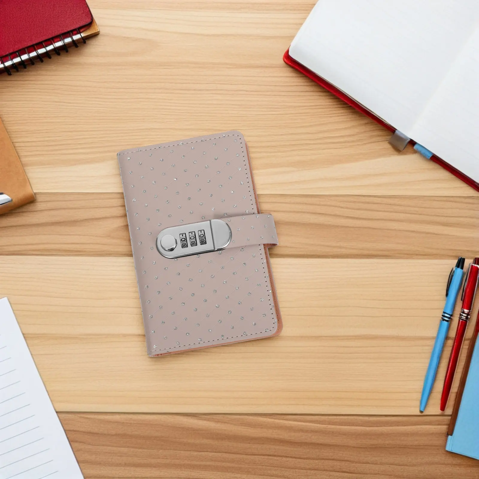 Rhinestone PU Money Saving Wallet with Password Lock Cash Organizer Book for Money Saving Challenge Budget Planning Family