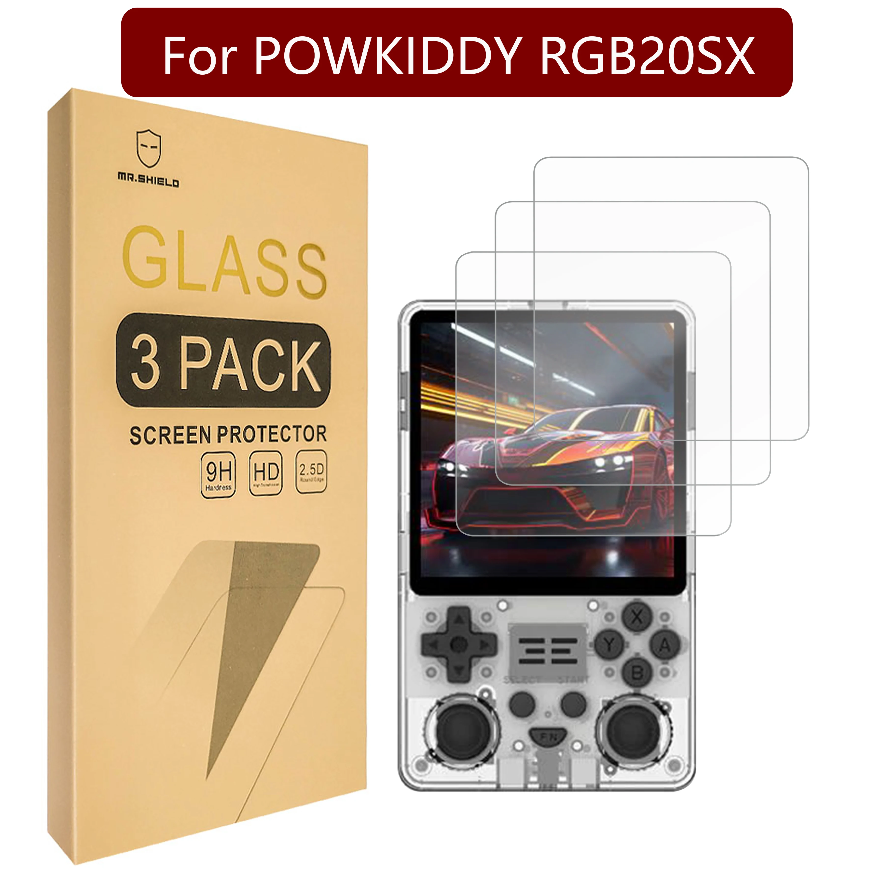 

Mr. Защитный экран совместим с POWKIDDY RGB20SX [закаленное стекло] [3 шт. в упаковке] [Японское стекло с твердостью 9H]