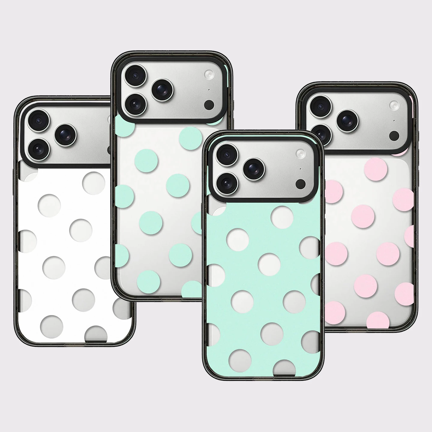 Cover Magnetica per Telefono con Bordo Nero e Grande Cerchio a Punti per iPhone 13 14 15 16 17 18 Pro Max