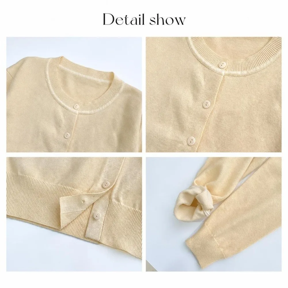 Casual Long Sleeve Knit Cardigan Single Breasted Solid Color Women Sweater O Neck Women Cardigan