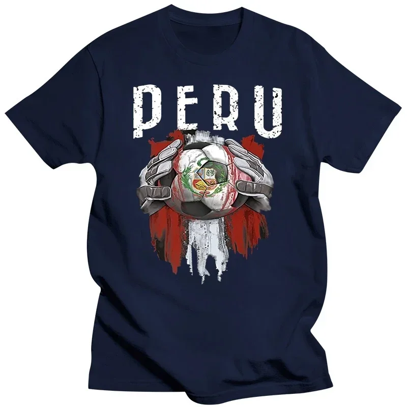 2024 Soccers Ball Fan of Peru Design T-Shirt 2024New Arrival Men\'s Summer Trendy Hip Hop Short Sleeve Tee Tops Peruvian Jersey