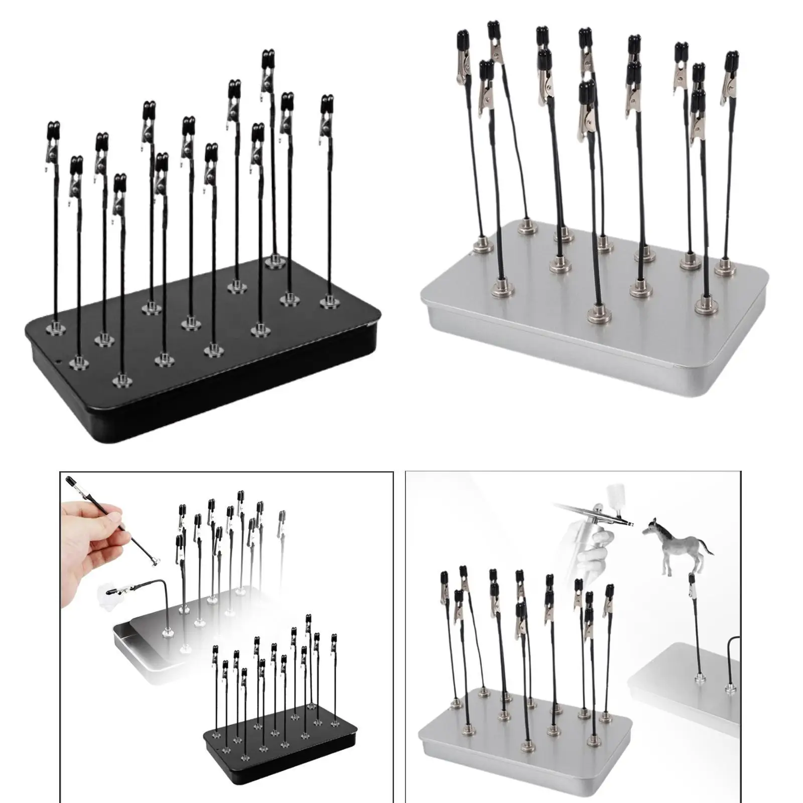 Painting Stand Base with 12 Clips Coloring Clip Base Model Holder for Card Modeling Hobby Model Parts Assemble Memo DIY Painting