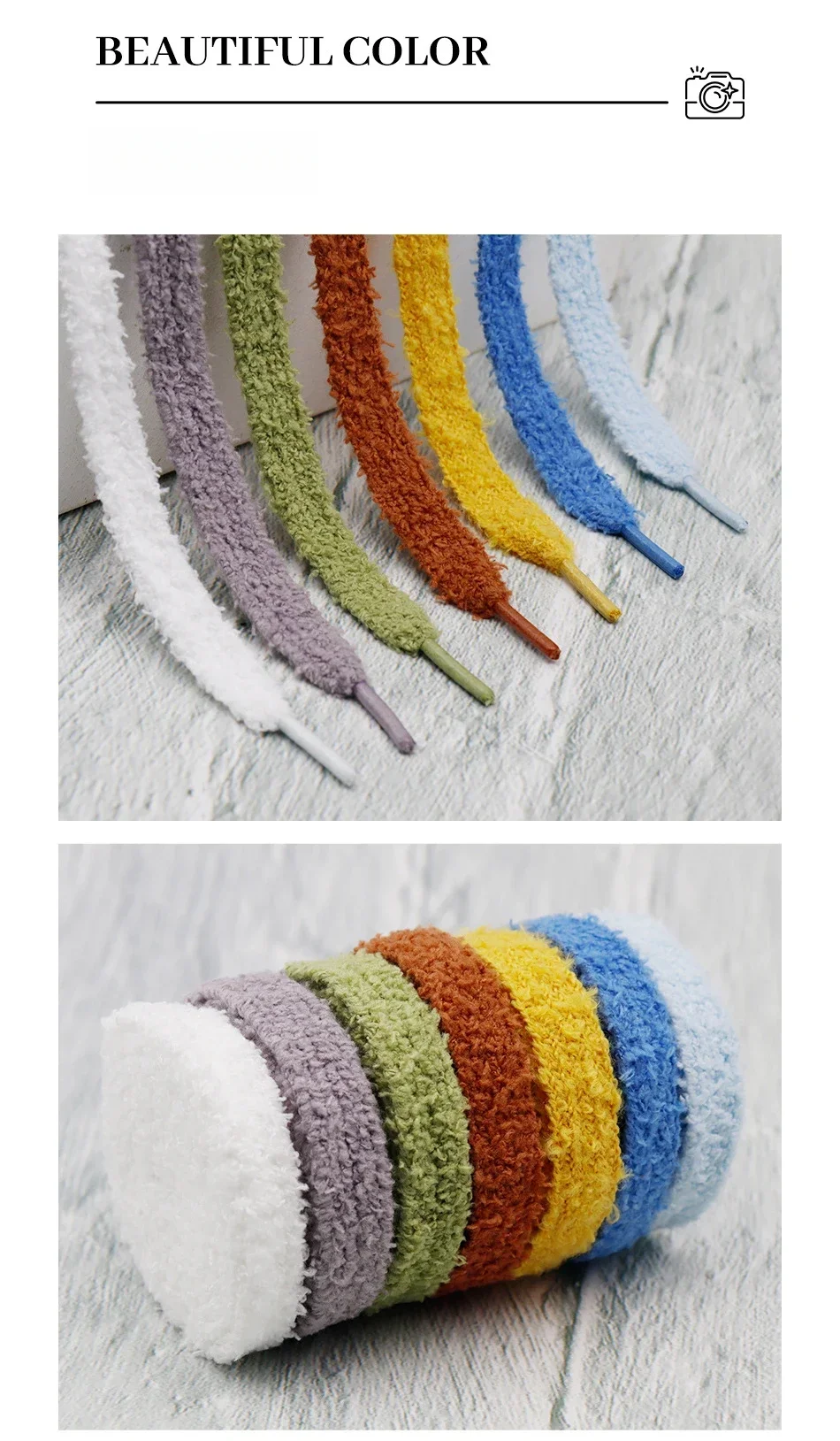 Flache, flauschige Schnürsenkel, 1,5 cm breit, Plüschseil-Schnürsenkel für Schuhe, Freizeitschuhe und Sneaker, 100/120/140/160 cm, Schuhzubehör, Neu – Detail 8