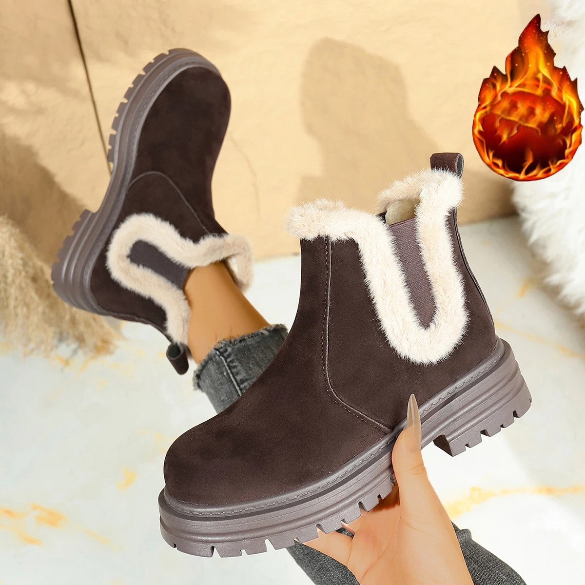 2025 الشتاء النساء أحذية الثلوج بلون أفخم الثلوج الأحذية سستة أسفل المضادة للانزلاق الدافئة الباردة برهان أحذية قطنية Zapatos De Mujer