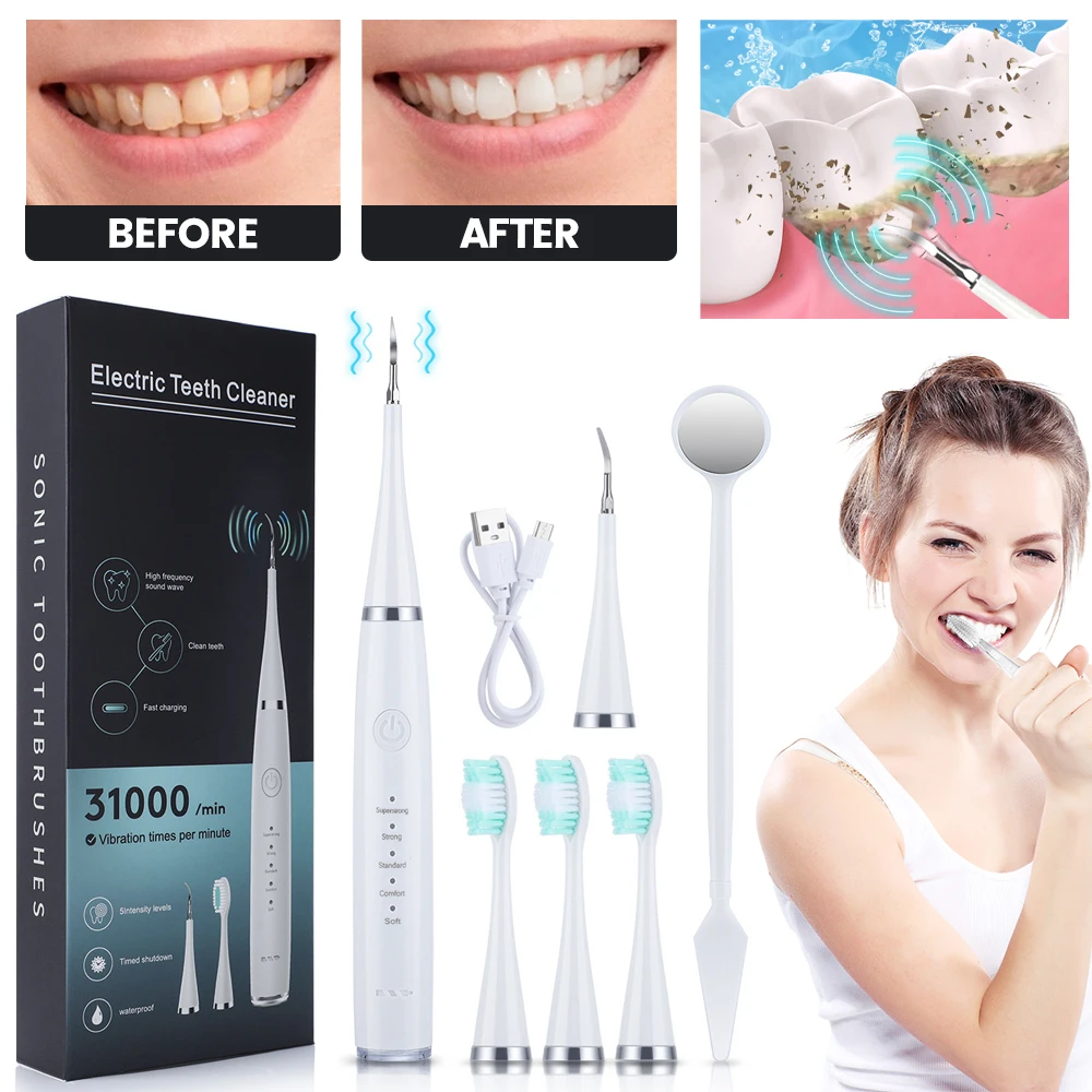 

Electric Dental Scaler Teeth Cleaner Ultrasonic Dental Calculus Plaque Stain Removal Teeth Cleaning Toothbrush Oral Care Tool