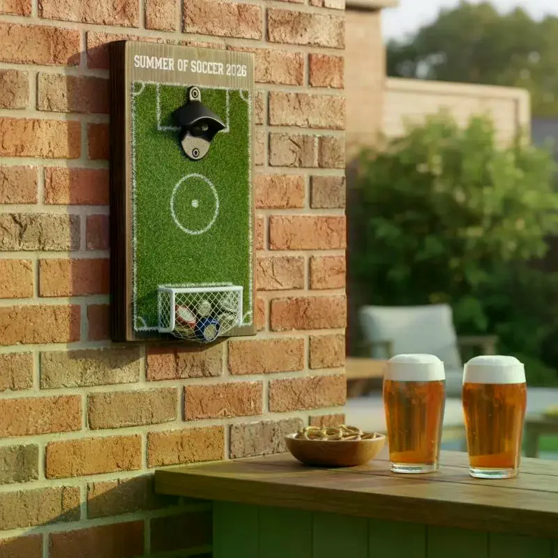 Magnetic Wall Mounted Soccer Field Bottle Opener for Beer Kitchen Bar Decor Football Theme Party Gift Idea