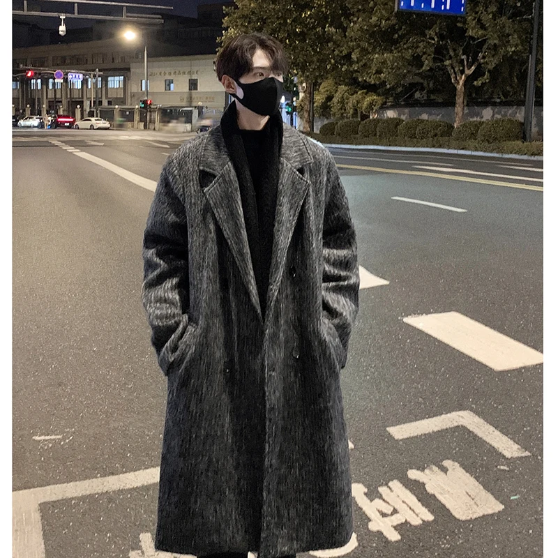 

Personalized coat Men's warm mid long outerwear 2025 New winter tweed coat New type fabric casual man overcoat