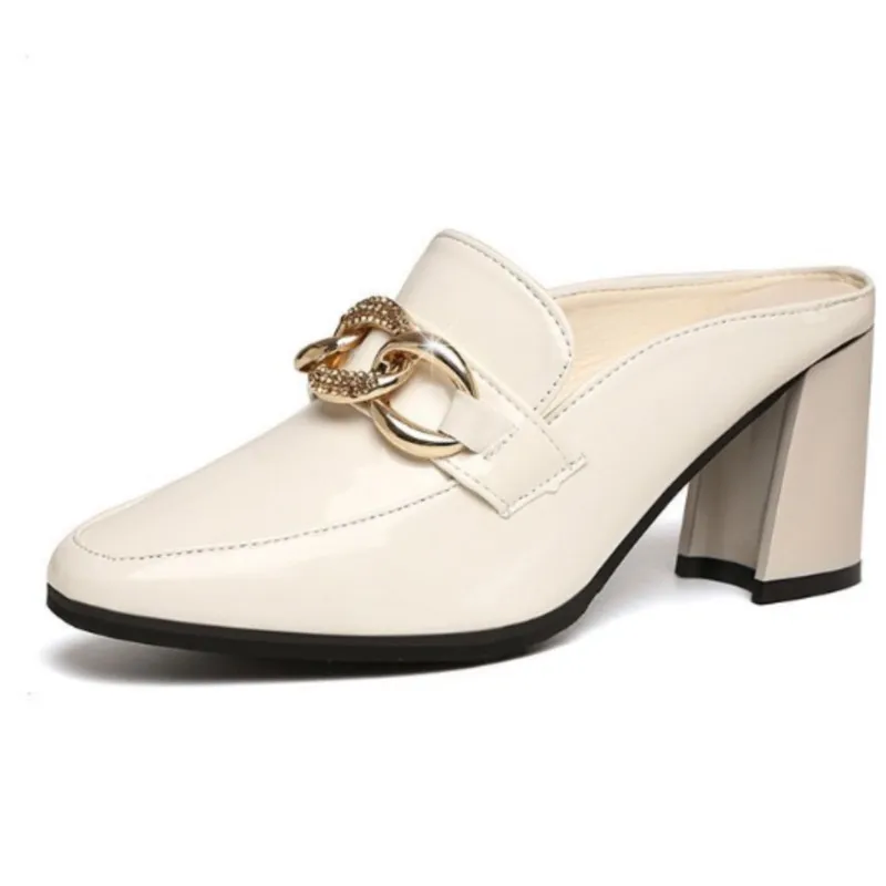 

KNCOKAR Women High Heels Shoes Women Pumps Patent Leather Single Woman Dress Shoes Thick Heels Pointed Toe Female Pumps