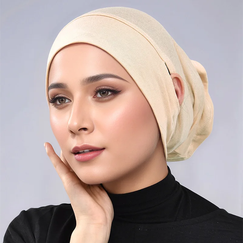 

New Design Leaking Ears Women Cotton Modal Inner Hijab Muslim Undercap Turban Tube Chemo Cap Headscarf Bonnet Beanies Turbante