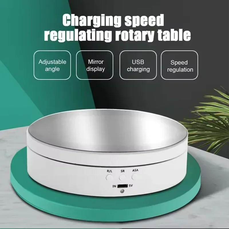 Motorized Rotating Display Stand Electric Turntable Revolving Base 360 Degree 3 Speed 4 Angels for Jewelry Collectible Display