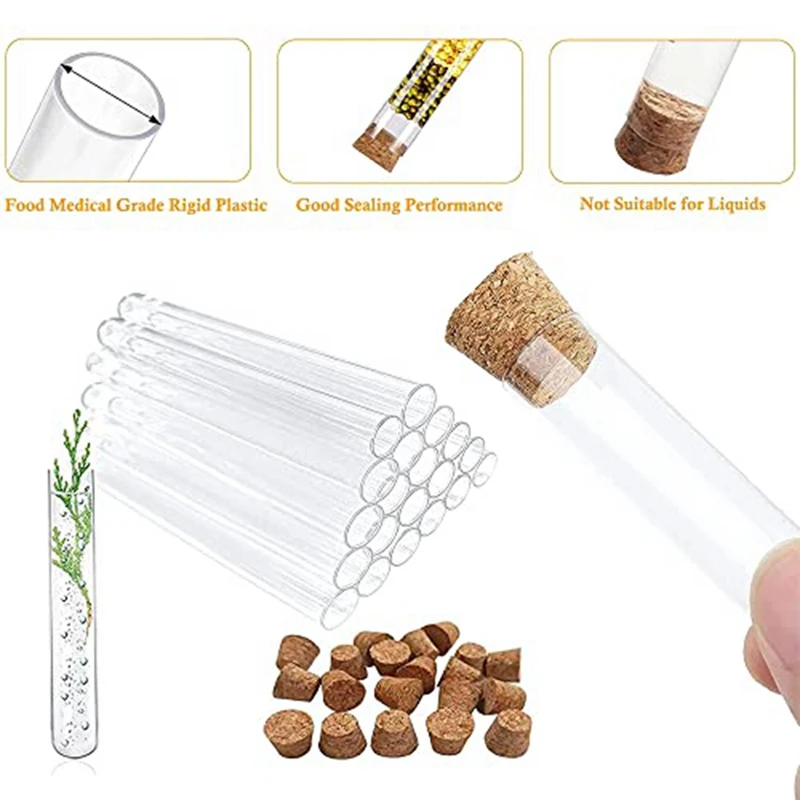 Pack of 40 Plastic Test Tubes with Corks 20Ml Test Tubes for Flowers,for DIY Craft Candy Liquids Spices Flowers,150X16mm-A51M