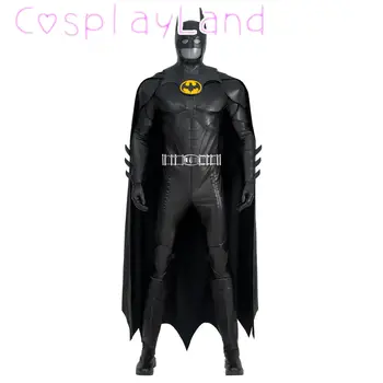 Neues Barry-Fledermaus-Cosplay-Kostüm aus dem Film: Bruce Wayne Overall mit Aufdruck, Superhelden-Kampfoutfit, schwarzer Anzug, Umhang, Maske, Schuhe 10 best sales Batman Fantasia - №9