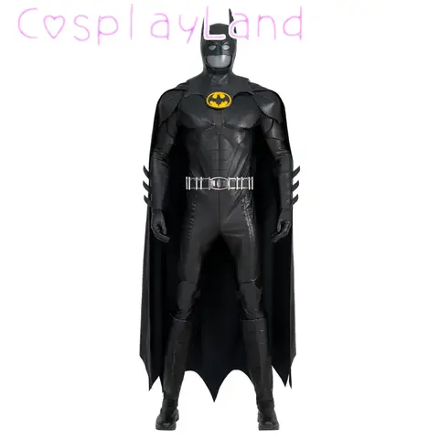 Ny film Barry Bat Cosplay kostym Bruce Wayne tryck jumpsuit superhjälte stridsoutfit man svart kostym mantel mask skor 10 best sales Batman Fantasy - №9